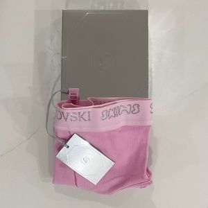 SWAROVSKI X SKIMS Medium Size Cotton Rib High Waist Brief in Bubblegum
